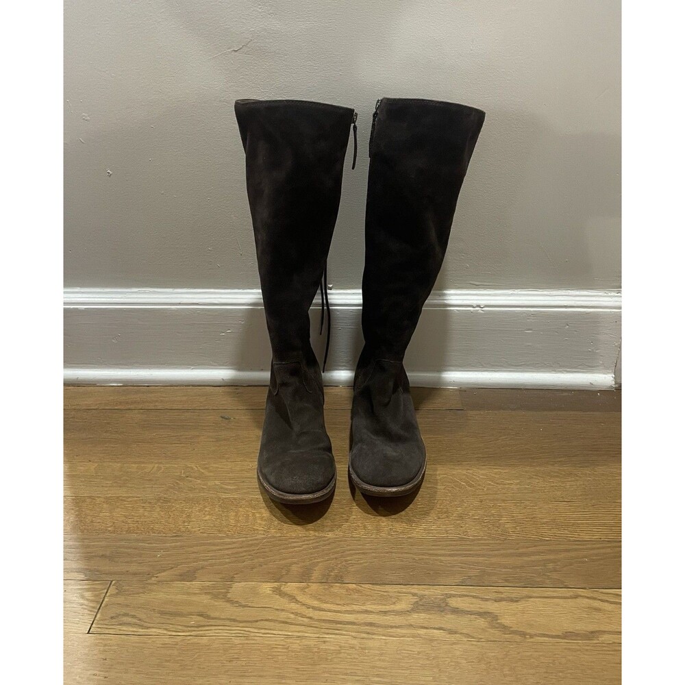 Sofft SHARNELL II Brown Suede Waterproof Back Lace Up Knee High Riding Boot Sz 8 - Picture 2 of 7